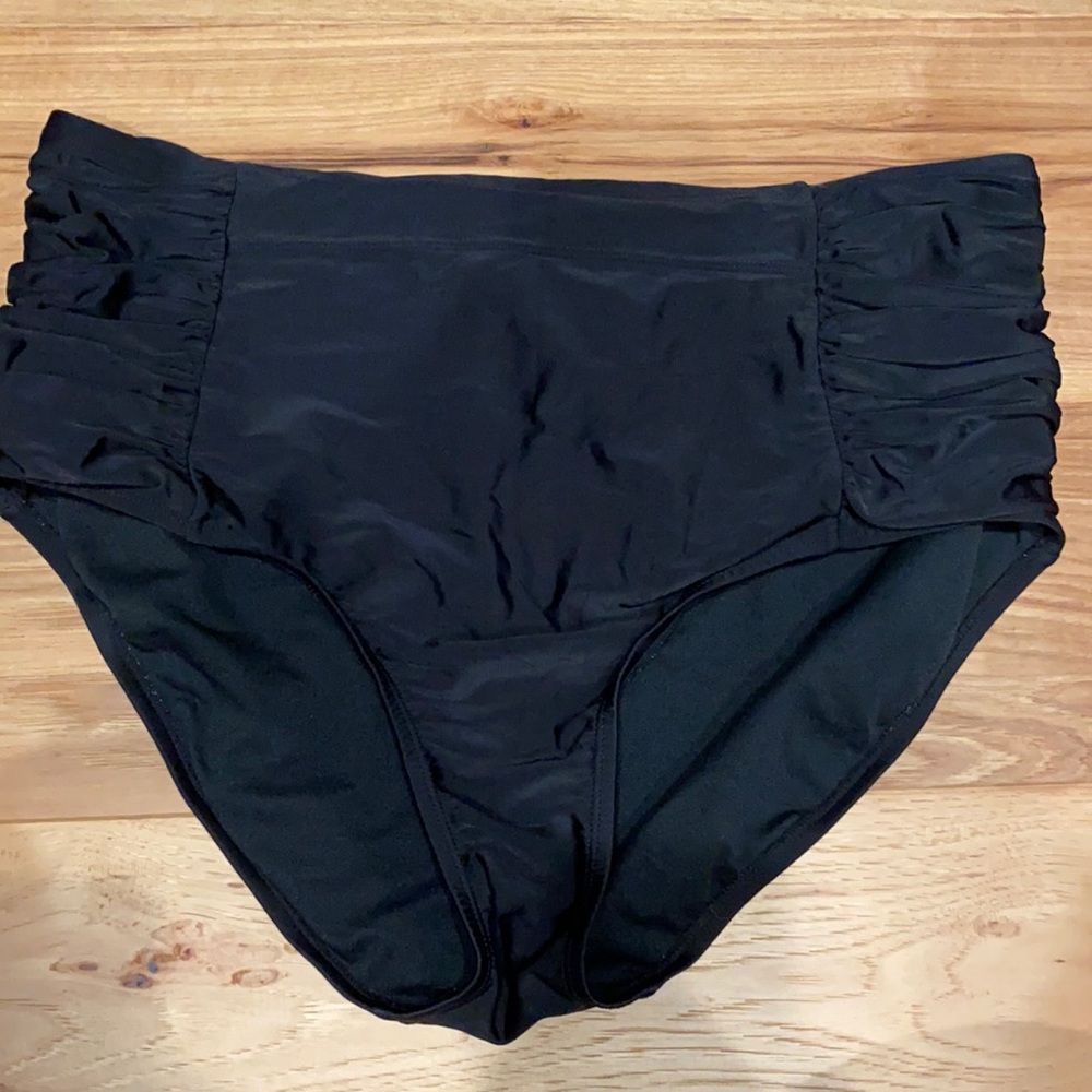 High waisted black bikini bottoms
